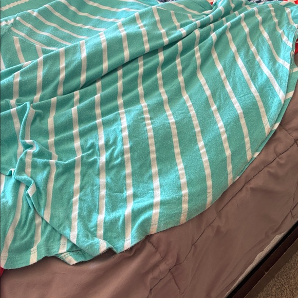 J’MODE USA: Asymmetrical Design Long Teal/ White Stripes Dress- Size XL SEE PICS - Picture 6 of 8